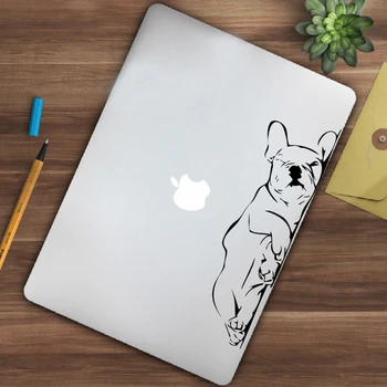 Fransız Bulldog Laptop Çıkartmaları Apple MacBook Air / Pro Dekorasyon, Komik Köpek Siluet vinil yapışkan Çıkartması Araba Pencere Dekor
