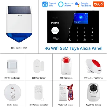 Fuers G34 Akıllı Ev Alarm WİFİ 4G GSM güvenlik Alarm Sistemi Kiti ile Alexa Tuya Akıllı APP Kontrol Hareket Sensörü hırsız alarmı