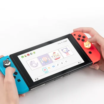 GeekShare Nintendo Anahtarı Başparmak Sapları Kapaklar Shiba Inu Silikon NS OLED Kolu Rocker Koruyucu Kapak Anahtarı Lite Joystick Caps