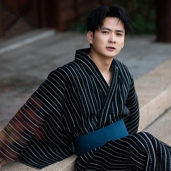 Geleneksel Japonya Kimono Obi Gevşek Erkek Bornoz Ve Kemer Samurai Kimono Gecelik Yukata Erkek Salonu Elbiseler Sabahlık