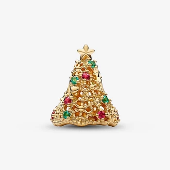 Glitter Noel Ağacı Charm Fit Orijinal Pan Charms Bilezik Bileklik Takı Yapımı Berloque Yılbaşı hediyeleri