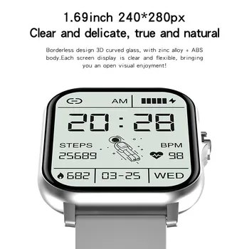GT20 akıllı saat Erkekler Kadınlar Bluetooth Çağrı 1.69 İnç Büyük Ekran Spor nabız monitörü Smartwatch Özelleştirmek Duvar Kağıdı
