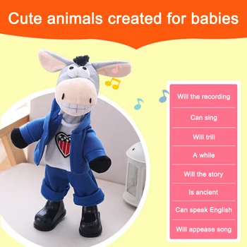 Güzel Eşek Peluş Sallamak Salıncak Dans Şarkı Bebek Animasyonlu Oyuncaklar Kitaplık Masa Üstü Süsleme çocuklar için doğum günü hediyesi Parti Iyilik