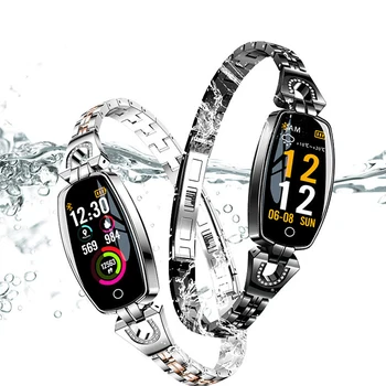 H8 akıllı saat Spor nabız monitörü IP67Waterproof Spor Bilezik Kız Kadın Spor İzle Smartwatch metal Android ıos için
