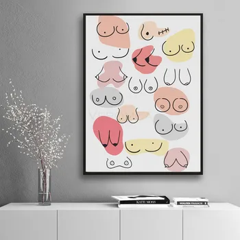 Hattı Suluboya Posterler ve Baskılar Göğüsler Boobie Sanat Göğüsler Baskı Meme Tuval Boyama Vücut Duvar Resimleri Yatak Odası Ev Dekor