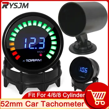 HD Tacometro RPM Metre 52mm Oto Araba Takometre Tako Ölçer 0~9999 RPM için 4/6/8 Silindir 12 V Benzinli Motor Araba Motor