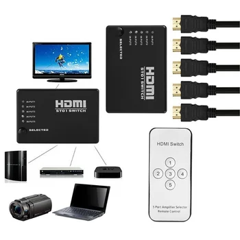 HDMI uyumlu Multiport 3 veya 5 Port Splitter Anahtarı Seçici Switcher Hub+Uzaktan HDTV PC için sıcak DVD STB OYUN HDTV İ5