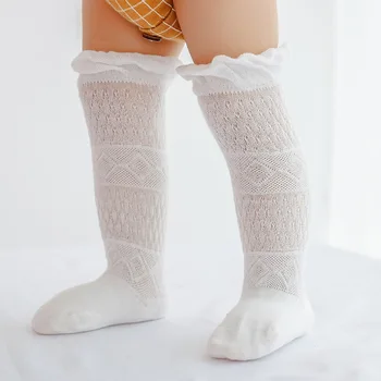Hollow Out Mesh Bebek Diz Üstü Çorap Çorap Toddlers Tayt Bacak Pamuk Streç Sokken Bebek Uzun Sivrisinek geçirmez Çorap Kawaii