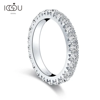 IOGOU 925 Ayar Gümüş Tam aşk yüzüğü 3.0 mm Yuvarlak aşk bandı Yüzük Kadınlar ıçin SONA Elmas düğün takısı Lüks Yüzük