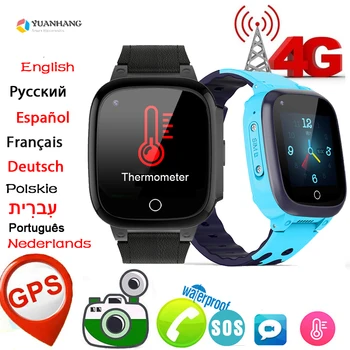 IP67 Su Geçirmez Akıllı 4G GPS Tracker Bulun Çocuk Öğrenci Kamera Termometre Monitör Smartwatch Video Çağrı Android Telefon İzle
