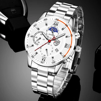 Iş Paslanmaz Çelik kuvars saatler Adam için Moda Takvim Aydınlık kol saati erkek Spor Deri Saat reloj hombre