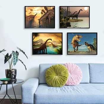 Jurassic Park dinozorlar tuval üzerine yüksek çözünürlüklü baskı resim ve posterler, duvar sanatı resimleri süslemeleri oturma odası yatak odası