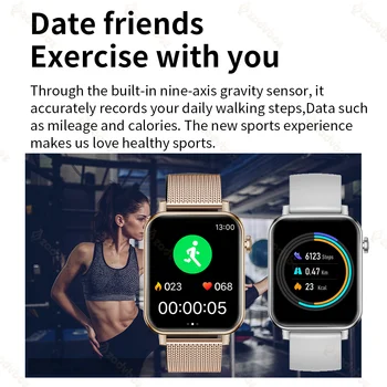 Kadınlar 1.69 inç renkli ekran smartwatch kan basıncı ve oksijen monitörü akıllı saat kadın spor Spor izci Apple watch için