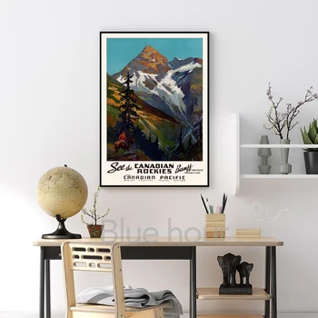 Kanada Pasifik Poster Vintage Banff Kanada Seyahat Posterler Lake Louise Manzara Tuval Boyama Duvar Resmi Oturma Odası Dekor