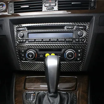 Karbon Fiber Araba Konsolu CD Paneli Hava Delikleri krom çerçeve Trim İçin BMW 3 Serisi E90 Vites İç Aksesuarları Çıkartmalar