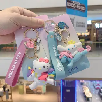 Karikatür Sanrio Anahtarlık Kawaii Hello Kitty Mymelody Cinnamoroll Araba Kolye Anahtarlık Çanta Kolye Çift Bebek Hediye