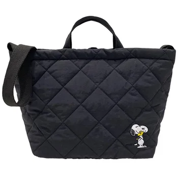 Karikatür Snoopy Güzel Eşkenar Dörtgen Kafes basit omuz çantası Eğimli omuzdan askili çanta Yüksek Kapasiteli Şık ve Çok Yönlü Çocuk Hediye