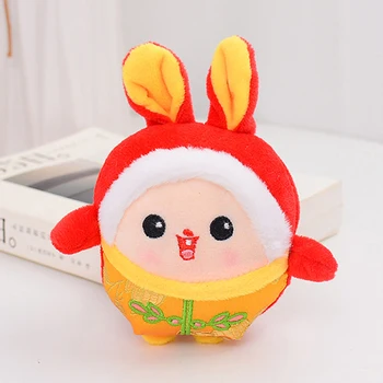 Karikatür Tavşan peluş oyuncaklar Çin 2023 Yeni Yıl Tavşan Çocuk Oyuncakları Bebek Hediye Hatıra