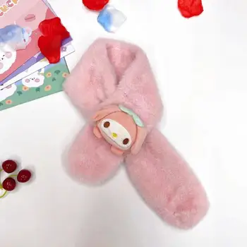 Kawaii Sanrio Kuromi Benim Melody Cinnamoroll Pom Pom Purin Karikatür Sevimli peluş oyuncaklar Erkek Çocuk Sıcak Eşarp Çocuklar için Hediye Göndermek