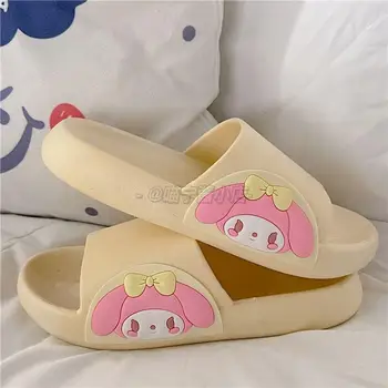 Kawaii Sanriod terlik Sevimli Yumuşak Kittys Benim Melody Cinnamoroll karikatür animasyon ışık sandalet peluş oyuncaklar Kızlar için Hediye