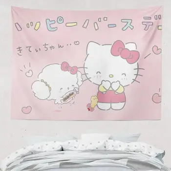 Kawaii Sanrios Duvar Dekorasyon Kitty Kuromi Benim Melody Cinnamoroll Karikatür Sevimli Oda Arka Plan Bez Posteri duvar bezi Kız Hediye