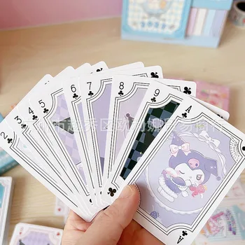 Kawaii Sanrios oyun kartı Poker Oyunu Poker Takım Sihirli Su Geçirmez Güverte Kart Anime Kuromi Cinnamoroll Benim Melodi Karikatür Hediye