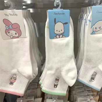 Kawaii Sevimli Sanrio Mymelody Cinnamoroll Pochacco Çorap Pamuk Eğlence Spor Rahat Ins Kız noel hediyesi Kız Arkadaşı İçin