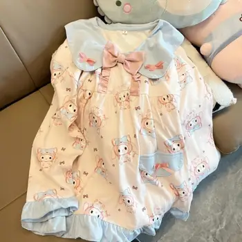 Kawaii Sevimli Sanrio Mymelody Pijama Ev Giysileri Takım Elbise Pamuk İlmek Falbala Ins Sevimli Kız noel hediyesi Kız Arkadaşı İçin