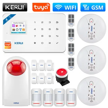 KERUI W181 Alarm Sistemi WİFİ GSM Tuya Akıllı Kablosuz Ev Güvenlik Desteği Alexa Hareket Sensörü Kapı Sensörü Uzaktan Kumanda