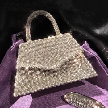 Kolu Rhinestones Kristal omuzdan askili çanta lüks Tasarımcı Çantalar ve çanta Femme Akşam el çantası gümüş parlak crossbody çanta