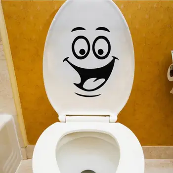Komik Gülümseme Tuvalet Çıkartmalar Güzel Duvar Çıkartması Ev duvar süsü PVC Vinil Banyo Dekorasyon Su Geçirmez Ev dekorasyon çıkartmaları