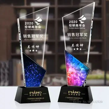 Kristal kupa özel renkli baskı olarak ödül ödül spor film ödülü teslimat adına kristal özel ev dekorasyon