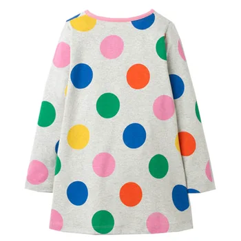 Küçük maven Uzun Kollu Elbise Bebek Kız Bahar ve Sonbahar Pamuk Çocuk Giyim Renkli Nokta Çocuklar için 2-7 yıl