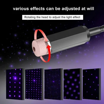 LED araba çatı yıldız gece lambası Mini USB projektör atmosfer Galaxy lambası ayarlanabilir dekoratif lambalar oto iç dekor ışık