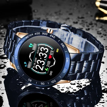 LIGE Çelik Bant akıllı saat Erkekler Spor İzci Kalp Hızı Kan Basıncı Çok Fonksiyonlu Uygulanabilir IOS android akıllı saat