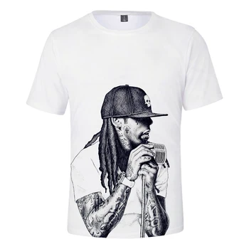 Lil Wayn Erkek / Kadın T-Shirt Lil Wayne 3D Baskı kısa kollu t-shirt Moda Tee Yaz Nefes Tees Basit Tarzı Üstleri