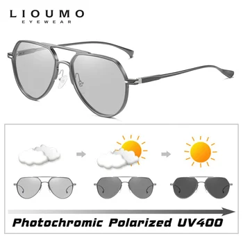 LIOUMO Güneş Gözlüğü Polarize Erkek Kadın Fotokromik sürüş gözlükleri Alüminyum Magnezyum Bukalemun Gözlük gafas de sol adam