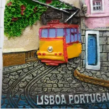 Lisboa Lizbon Tramvay Portekiz Seyahat Hatıra 3D Reçine Dekoratif buzdolabı mıknatısı Zanaat HEDİYE