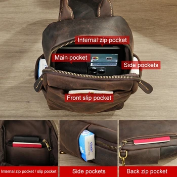 Luufan Rahat Sportif Hakiki Deri Göğüs Çanta Erkekler İçin iPad Mini Bir omuz çantaları Erkek Anti Hırsızlık Göğüs Paketi Büyük İnce çanta