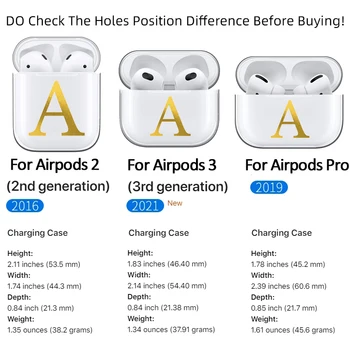 Lüks Altın A-Z İlk Harfler Şeffaf TPU Kılıf Apple Airpods için Pro 3 2 1 Bluetooth Kablosuz Airpod Kılıfları Kulaklık Kapağı