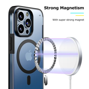 Manyetik Telefon kılıfı İçin iPhone 14 Artı 13 Pro Max TPU Yumuşak Çerçeve Cilt Duygu Mat PC Arka Panel Magsafe iPhone 13 Mini Kılıf