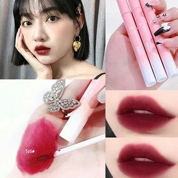 Mat Sis Dudak Sır yapışmaz Fincan sıvı Lipsticker Pürüzsüz Kadife Dudak Parlatıcısı Seksi Kadınlar İçin Nemlendirici Su Geçirmez Dudak Makyaj