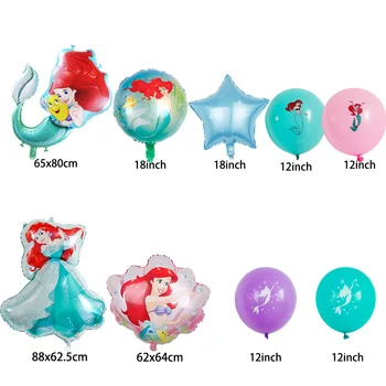 Mermaid Tema Parti Prenses Ariel Balonlar Disney Küçük Denizkızı Globos Kızların Doğum Günü Bebek Duş Parti Malzemeleri Çocuk Oyuncak