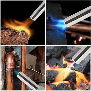 Metal Alev Tabancası Kaynak Gaz Meşale Çakmak Tabancası Flamethrower Ayarlanabilir Barbekü rüzgara dayanıklı çakmak Memesi Ateşleme Çakmak