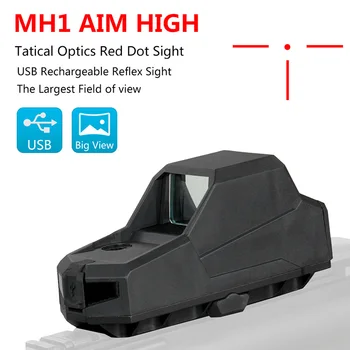 MH1 kırmızı nokta görüşü Kapsam USB şarj Çift Hareket Sensörü yansımalı nişangah 2 MOA Kırmızı Nokta Reticle Yan Tesviye İşaretleri