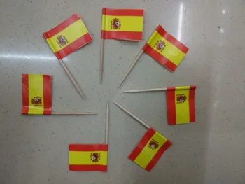 Mini 50 Adet İspanya Kürdan Bayrakları Banderas de Espana yiyecek kürdanları Partiler için, Kokteyller, Tapas Ahşap Kürdan ve Kağıt Bayrak
