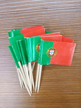 Mini Portekiz Kürdan Bayrakları Kağıt yiyecek kürdanları 50 Adet Kek Kürdan Cupcake Toppers meyve kokteyli Çubukları Dekorasyon Kürdan
