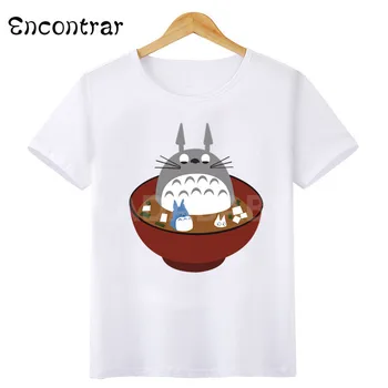 Miyazaki Hayao Anime Komşum Totoro Çocuk T-Shirt Bebek Erkek / Kız Karikatür Komik Beyaz T shirt Çocuk Yaz Üstleri, HKP2143