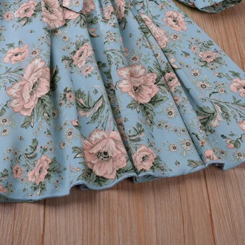 Mizah Ayı Kızlar Uzun Kollu Elbise 2023 İlkbahar Sonbahar Çiçek Baskılı Prenses Parti Elbise Yürümeye Başlayan Çocuk Giysileri 2-6 Y