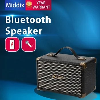 MİDDİX M3 Ahşap Bluetooth Taşınabilir Ev Bas kablosuz hoparlör Yüksek Güç Retro Enstrüman Açık Gitar Karaoke Ses